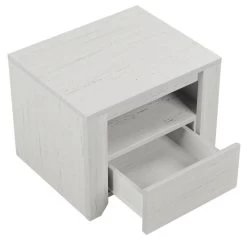 Off White Simple Style Manufacture Wood Nightstand With Gray Wood Grain Sticker Surfaces One Drawer For Bedroom Guest Room Children’s Room -Bedroom Furniture Shop ec206c756a274f24b41e1351b3fac09c