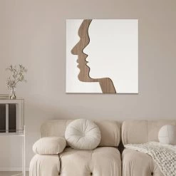 23.6" Abstract & Geometric Human Face Wall Decor Art Living Room Bedroom White & Walnut -Bedroom Furniture Shop ed1976fcc65f7f35f0315bc8409965ee