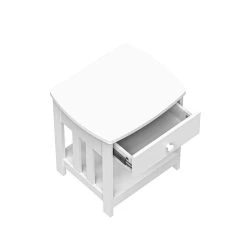 Mission Side Table, 1 Drawer Bedside Table With A Shelve Solid Wood Structure In White Paint Spray, Wooden Nightstand For Bedroom End Table For Living Room, Small Table- White -Bedroom Furniture Shop ed44b83258d440ed919d4d66a20dba12