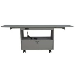 Foldable Bedroom Nightstand With 2 Drawers, USB Charging Design Gray