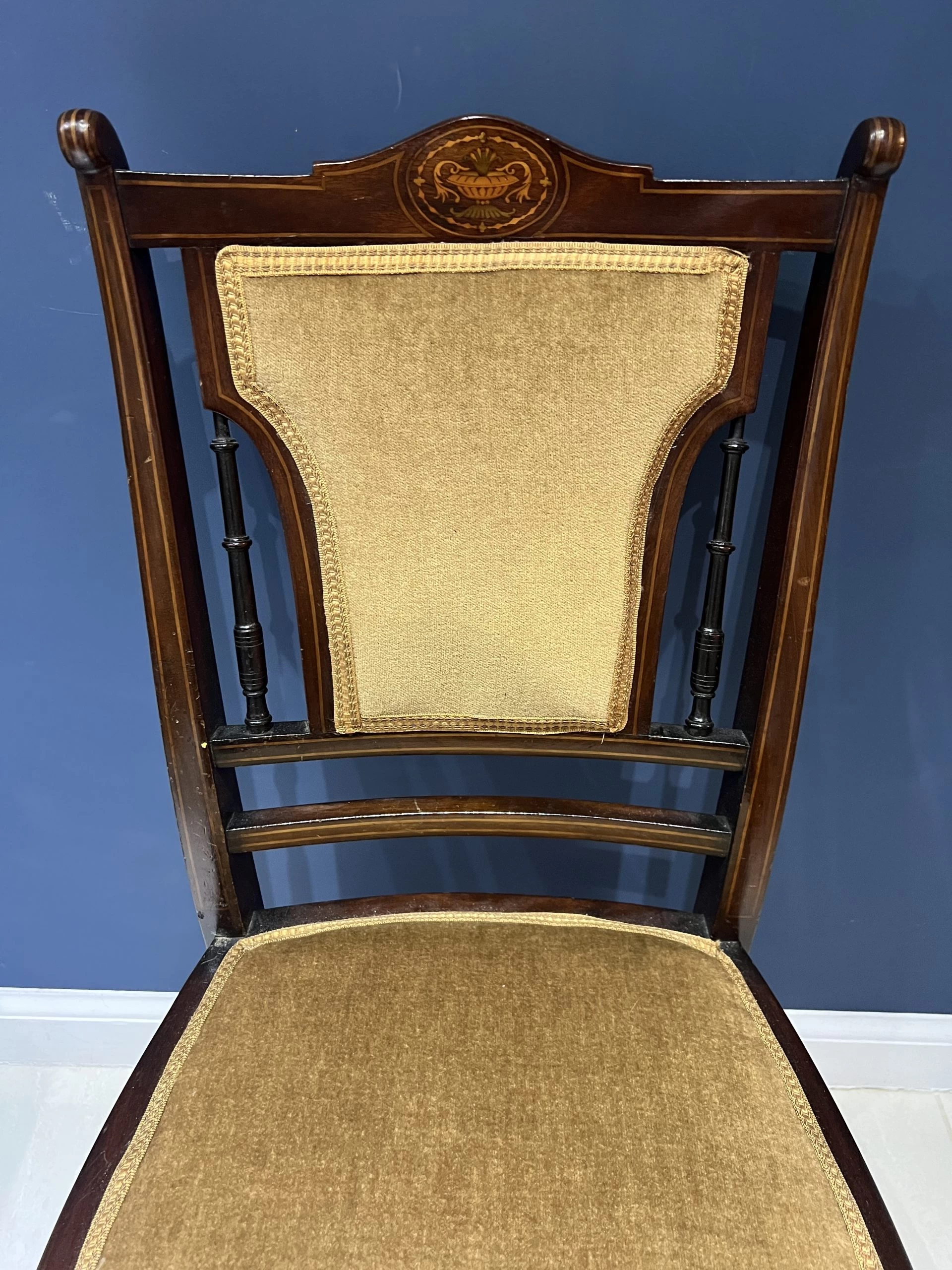 Edwardian Inlaid Mahogany Bedroom Or Hall Chair 4 Edwardian Inlaid Mahogany Bedroom Or Hall Chair - Image 2