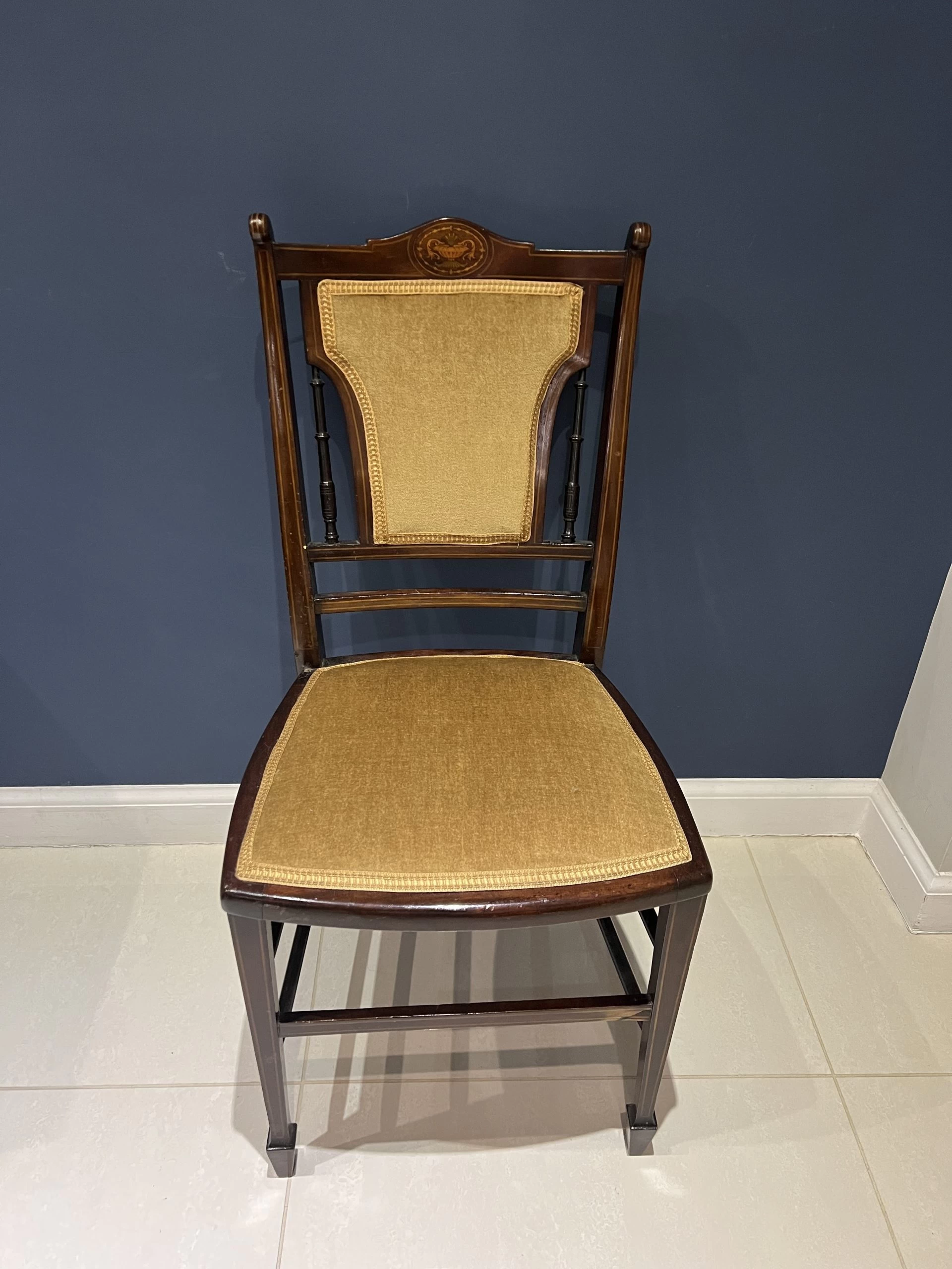 Edwardian Inlaid Mahogany Bedroom Or Hall Chair 5 Edwardian Inlaid Mahogany Bedroom Or Hall Chair - Image 3