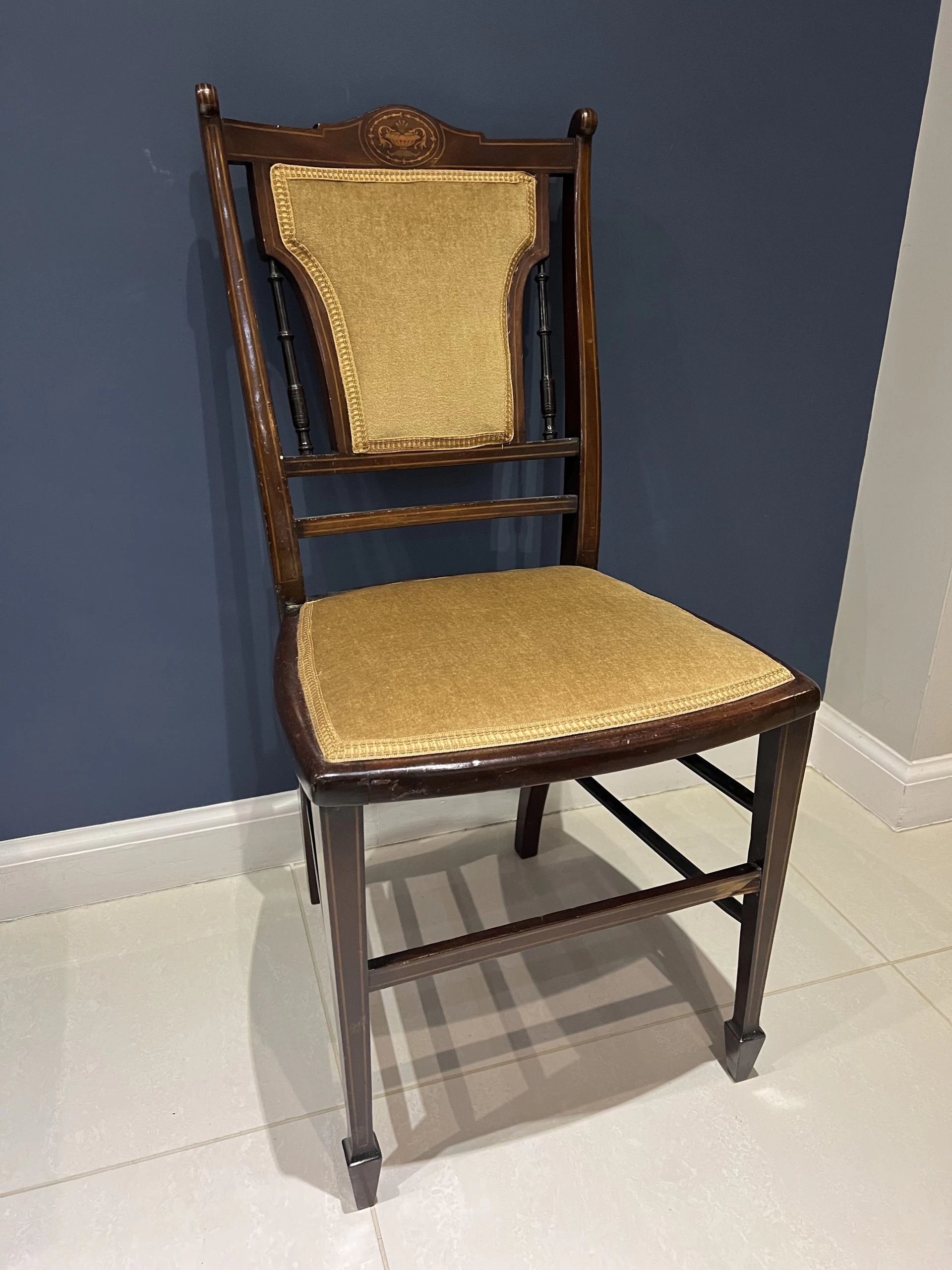 Edwardian Inlaid Mahogany Bedroom Or Hall Chair 7 Edwardian Inlaid Mahogany Bedroom Or Hall Chair - Image 5