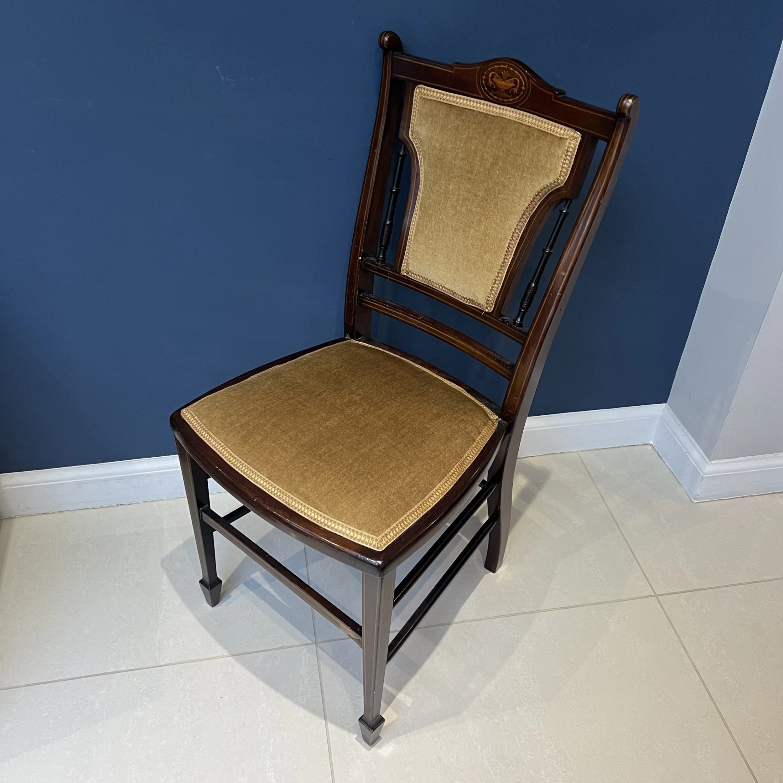 Edwardian Inlaid Mahogany Bedroom Or Hall Chair 8 Edwardian Inlaid Mahogany Bedroom Or Hall Chair - Image 6