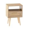 Rattan End Table With Drawer And Solid Wood Legs, Modern Nightstand, Side Table For Living Roon, Bedroom,natural Natural