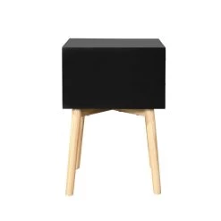 Side Table, Bedside Table With 2 Drawers And Rubber Wood Legs, Mid-Century Modern Storage Cabinet For Bedroom Living Room, Black Black -Bedroom Furniture Shop f105be5f4ffb4edb8eb4986708dfd8f9