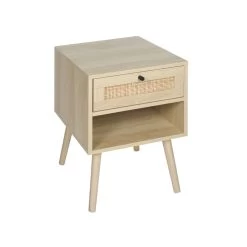 Rattan Nightstands With Rattan-Like Decor Drawer, End Tables With Solid Wood Legs, Side Tables With Open Storage, For Bedroom, Living Room Natural 15 Rattan Nightstands With Rattan-Like Decor Drawer, End Tables With Solid Wood Legs, Side Tables With Open Storage, For Bedroom, Living Room Natural -Bedroom Furniture Shop f1e632a909ea407fbdde9a76597fe30e