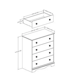 QuikFurn White 4 Drawer Bedroom Chest With Wooden Knobs White -Bedroom Furniture Shop f27718611ded47b3bbf8a5502c4578b7