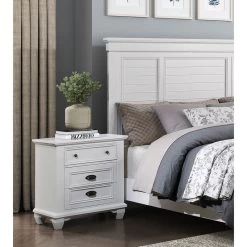 White Finish Two Drawers Nightstand 1pc Traditional Framing Wooden Bedroom Furniture -Bedroom Furniture Shop f28ecf20fa3b4481b2133473f4ac22c3