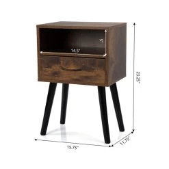 Set Of 2 Mid Century Nightstand, Side Table With Drawer And Shelf, End Table For Living Room Bedroom, Rustic Brown Brown -Bedroom Furniture Shop f3aef2c1788841c3847191ba38fdfa72