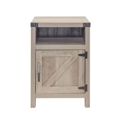 Farmhouse Nightstand, Rustic Oak End Table Side Table Side Cabinet, Bedside Table With Barn Door And Open Shelf For Bedroom, Living Room, Rustic Oak Oak -Bedroom Furniture Shop f54b8ab7b092447e80f0fe09b8a7bfc3