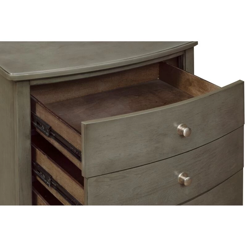 Bedroom Furniture 3 Drawers Nightstand Gray Finish Birch Veneer Nickel Hardware Bedside Table 5 Bedroom Furniture 3 Drawers Nightstand Gray Finish Birch Veneer Nickel Hardware Bedside Table - Image 3