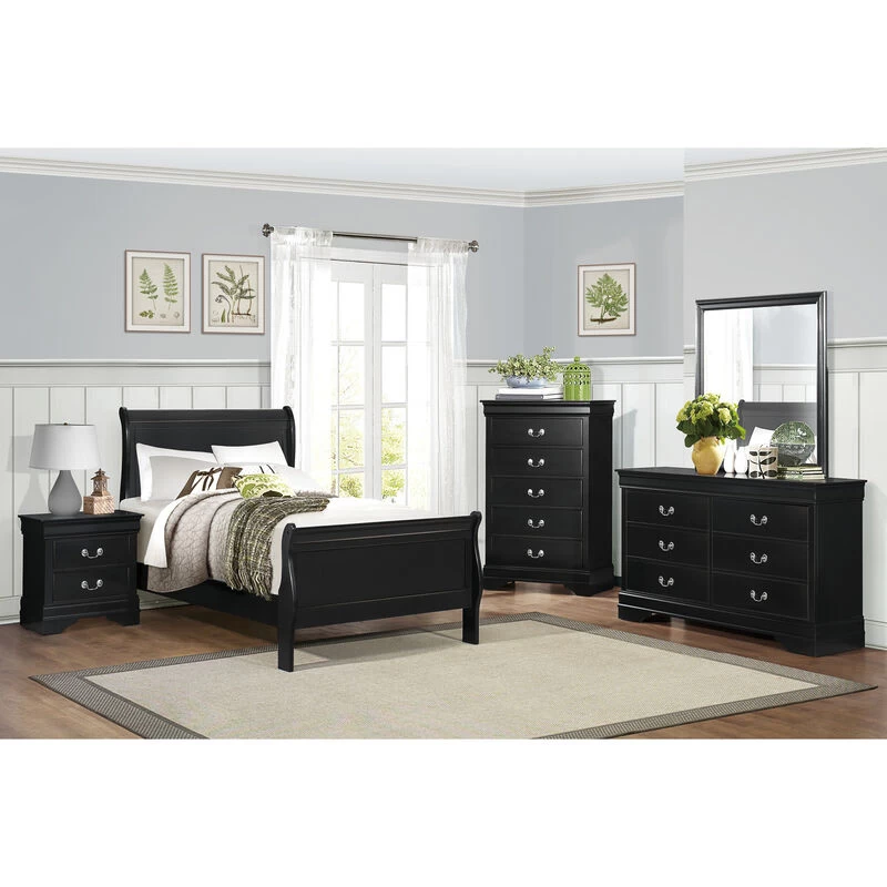 Classic Louis Philippe Style Black Finish 1pc Nightstand Of Drawers Traditional Design Bedroom Furniture Black 4 Classic Louis Philippe Style Black Finish 1pc Nightstand Of Drawers Traditional Design Bedroom Furniture Black - Image 2