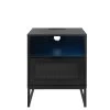 Nightstand With LED Lights / Drawer, Black Bedside Table For Bedroom Black