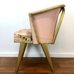 Fabulous Kitsch Mid Century Lloyd Loom Pink/Gold Floral Bedroom/Cocktail Chair 50's -Bedroom Furniture Shop fabulous kitsch mid century lloyd loom pink gold floral bedroom cocktail chair 50 s sku21855121 0 5