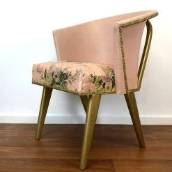 Fabulous Kitsch Mid Century Lloyd Loom Pink/Gold Floral Bedroom/Cocktail Chair 50's -Bedroom Furniture Shop fabulous kitsch mid century lloyd loom pink gold floral bedroom cocktail chair 50 s sku21855121 0 6