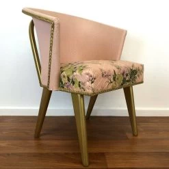 Fabulous Kitsch Mid Century Lloyd Loom Pink/Gold Floral Bedroom/Cocktail Chair 50's -Bedroom Furniture Shop fabulous kitsch mid century lloyd loom pink gold floral bedroom cocktail chair 50 s sku21855121 0 8