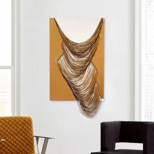 3D Modern Yellow & White Geometric Abstract Wood Wall Decor Art For Living Room Bedroom 4 3D Modern Yellow & White Geometric Abstract Wood Wall Decor Art For Living Room Bedroom - Image 2