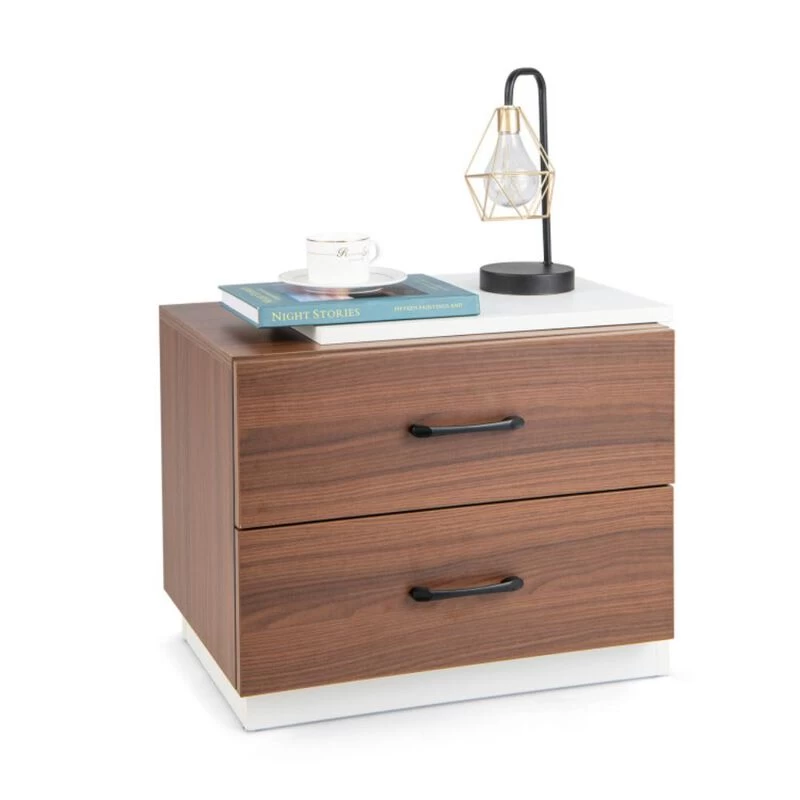 Hivago Modern Nightstand With 2 Drawers For Bedroom Living Room - Brown