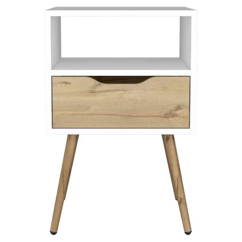 Homezia Modern White And Light Oak Bedroom Nightstand 3 Homezia Modern White And Light Oak Bedroom Nightstand