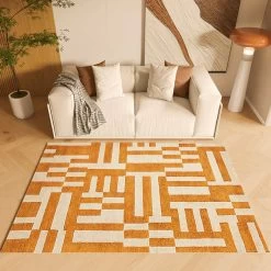 6' X 9' Modern Geometric Faux Cashmere Indoor Area Rug For Living Room & Bedroom -Bedroom Furniture Shop ff3fe59aa346d67e673d7a823b609681