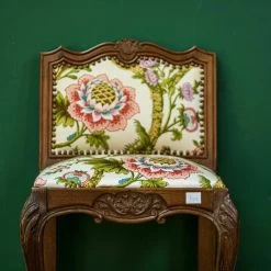 French Dark Oak Carved Floral Upholstered Bedroom Chair! Bcb22 -Bedroom Furniture Shop french dark oak carved floral upholstered bedroom chair bcb22 sku47890729 0 7