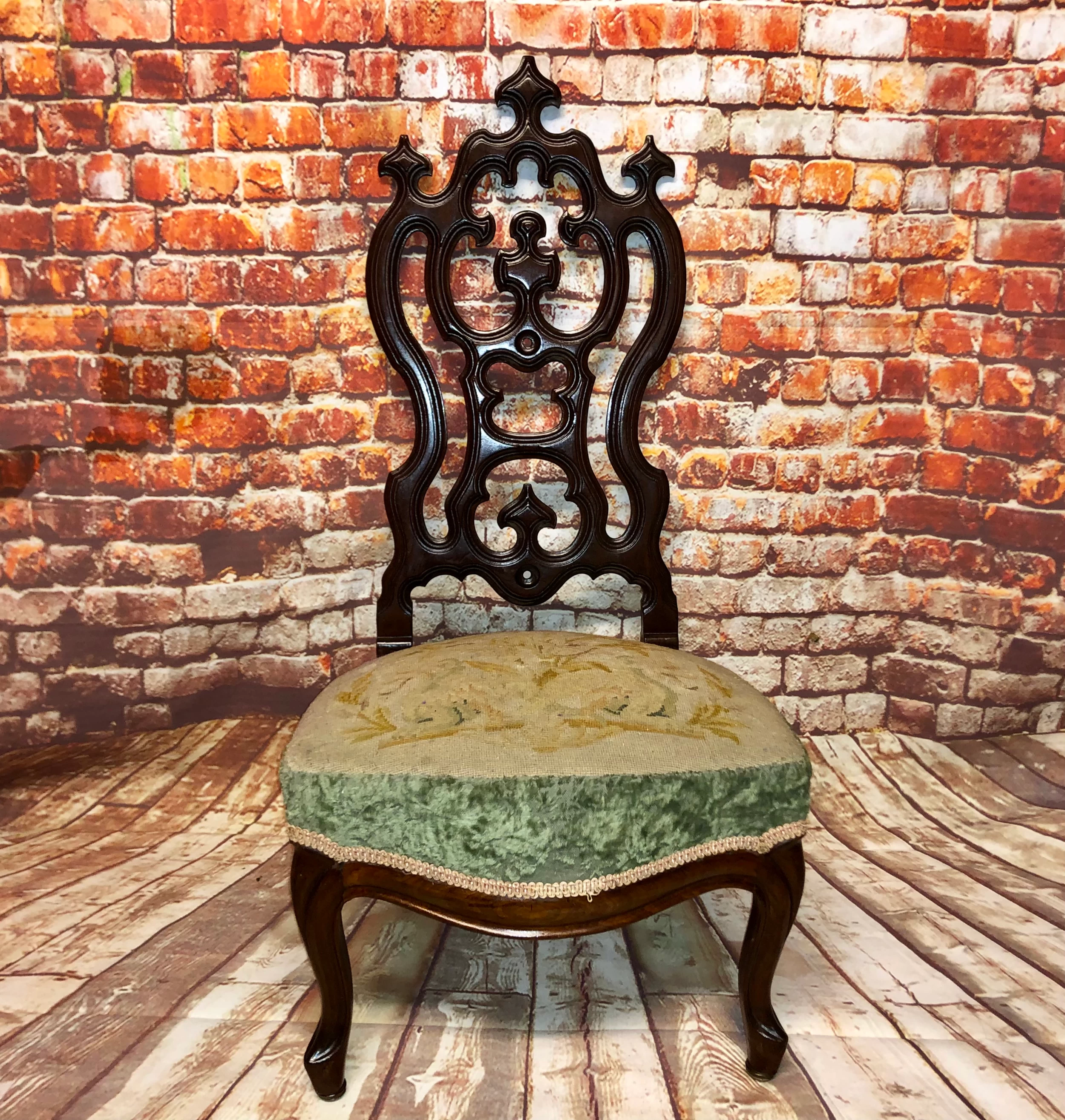 Unknown French Gothic 19th Century Bedroom Chair 3 Unknown French Gothic 19th Century Bedroom Chair