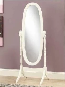 Mirror / Full Length / Standing / Floor / 60" Oval / Dressing / Bedroom / Wood / White / Traditional - Monarch Specialties I 3102