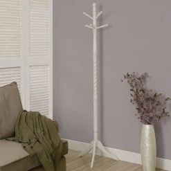Coat Rack / Hall Tree / Free Standing / 6 Hooks / Entryway / 72"H / Bedroom / Wood / White / Contemporary / Modern - Monarch Specialties I 3057