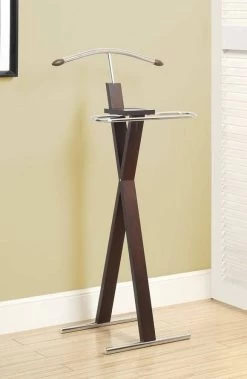 Valet Stand / Organizer / Suit Rack / Bedroom / Wood / Metal / Brown / Chrome / Contemporary / Modern - Monarch Specialties I 2024