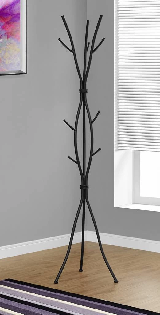 Coat Rack / Hall Tree / Free Standing / 11 Hooks / Entryway / 74"H / Bedroom / Metal / Black / Contemporary / Modern - Monarch Specialties I 2062 3 Coat Rack / Hall Tree / Free Standing / 11 Hooks / Entryway / 74"H / Bedroom / Metal / Black / Contemporary / Modern - Monarch Specialties I 2062