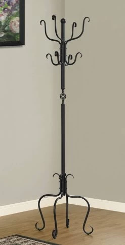 Coat Rack / Hall Tree / Free Standing / 8 Hooks / Entryway / 74"H / Bedroom / Metal / Black / Transitional - Monarch Specialties I 2065