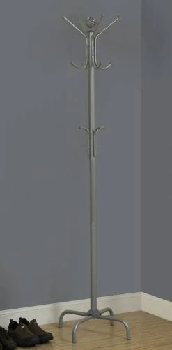 Coat Rack / Hall Tree / Free Standing / 12 Hooks / Entryway / 70"H / Bedroom / Metal / Grey / Contemporary / Modern - Monarch Specialties I 2007