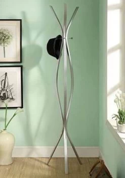 Coat Rack / Hall Tree / Free Standing / 3 Hooks / Entryway / 72"H / Bedroom / Metal / Grey / Contemporary / Modern - Monarch Specialties I 2015