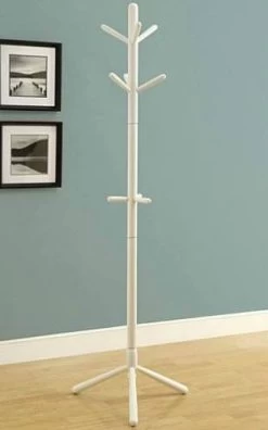 Coat Rack / Hall Tree / Free Standing / 9 Hooks / Entryway / 69"H / Bedroom / Wood / White / Contemporary / Modern - Monarch Specialties I 2002