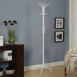 Coat Rack / Hall Tree / Free Standing / 12 Hooks / Entryway / 70"H / Bedroom / Metal / White / Contemporary / Modern - Monarch Specialties I 2006
