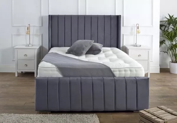 Elisa Ottoman Panel Wing Plush Velvet Upholstered Bed Frame Storage Option 7 Elisa Ottoman Panel Wing Plush Velvet Upholstered Bed Frame Storage Option - Image 5