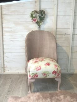 Loyd Loom Chair Reupholstered Bedroom Chair Rose Fabric Cottage Style Chair Living Room Chair Pink Chair