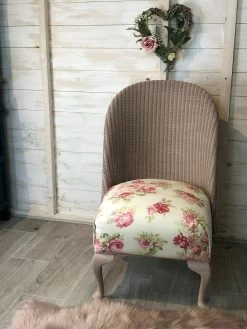 Loyd Loom Chair Reupholstered Bedroom Chair Rose Fabric Cottage Style Chair Living Room Chair Pink Chair -Bedroom Furniture Shop loyd loom chair reupholstered bedroom chair rose fabric cottage style chair living room chair pink chair sku43609014 0 3