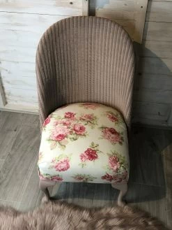 Loyd Loom Chair Reupholstered Bedroom Chair Rose Fabric Cottage Style Chair Living Room Chair Pink Chair -Bedroom Furniture Shop loyd loom chair reupholstered bedroom chair rose fabric cottage style chair living room chair pink chair sku43609014 0 4