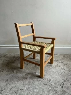 Unknown Mid Century Child Size Chair With Woven Seat, Vintage Scandinavian Children's Bedroom Or Playroom Wooden Furniture -Bedroom Furniture Shop mid century child size chair with woven seat vintage scandinavian children s bedroom or playroom wooden furniture sku21322459 0 2