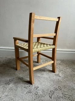 Unknown Mid Century Child Size Chair With Woven Seat, Vintage Scandinavian Children's Bedroom Or Playroom Wooden Furniture -Bedroom Furniture Shop mid century child size chair with woven seat vintage scandinavian children s bedroom or playroom wooden furniture sku21322459 0 3