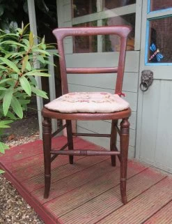 Oak Cane Seated Bedroom Chair, Circa 1900