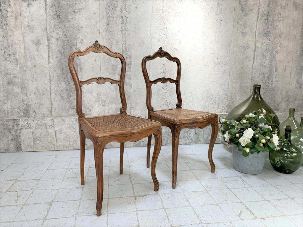 Unknown Pair Louis XVI Style Bedroom Chairs With Cane Seat Pads 3 Unknown Pair Louis XVI Style Bedroom Chairs With Cane Seat Pads