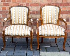 Pair Of Armchairs Louis XV Style French Parlour Armchairs Vintage French Empire Library Chairs Living Room Chairs Bedroom Hallway Chairs Mcm