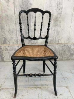 Unknown Pair Of Cane Seat Decorative Ebonised Napoleon III Hand Painted Bedroom Chairs -Bedroom Furniture Shop pair of cane seat decorative ebonised napoleon iii hand painted bedroom chairs sku62642780 0 2