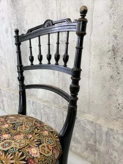 Unknown Pair Of Decorative Ebonised Napoleon III Hand Painted Bedroom Chairs -Bedroom Furniture Shop pair of decorative ebonised napoleon iii hand painted bedroom chairs sku16238663 0 4