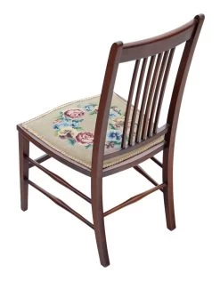 Pair Of Edwardian Needlepoint Mahogany Chairs Bedroom Side Hall -Bedroom Furniture Shop pair of edwardian needlepoint mahogany chairs bedroom side hall 0 5