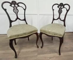 Pair Of Edwardian Walnut Framed Bedroom Chairs For Restoration/Repair