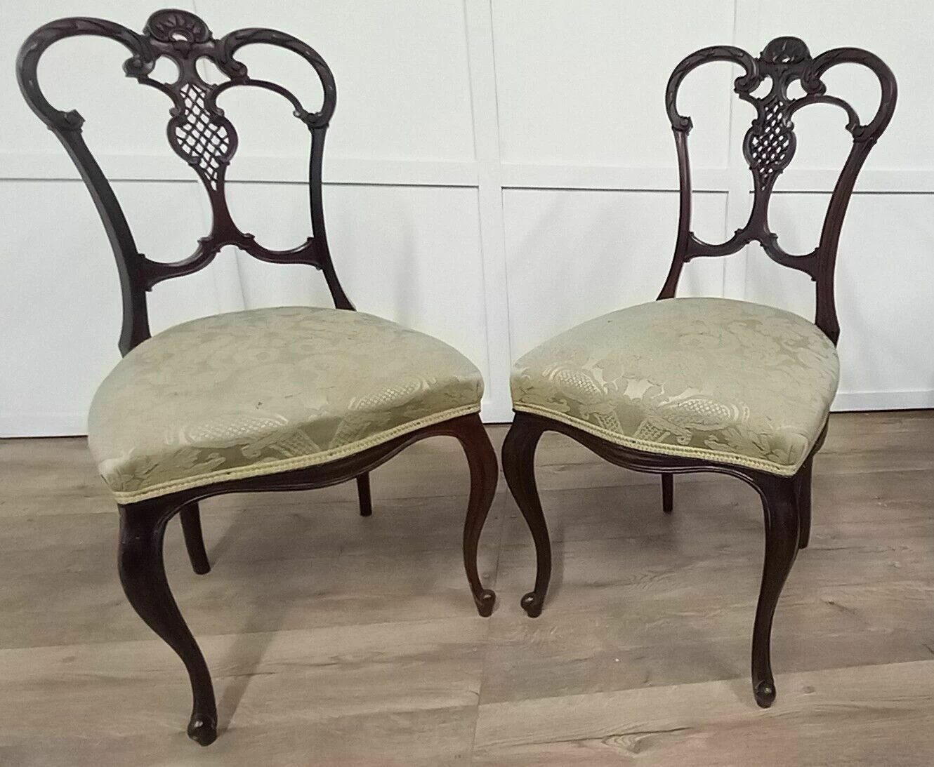 Pair Of Edwardian Walnut Framed Bedroom Chairs For Restoration/Repair 3 Pair Of Edwardian Walnut Framed Bedroom Chairs For Restoration/Repair